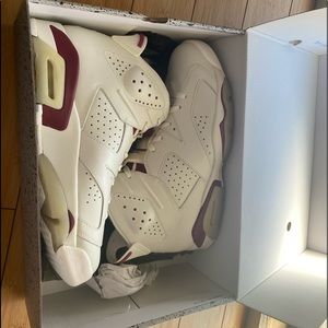 Jordan 6 Retro 2015 Off White/Maroon, size 10. New never worn.
